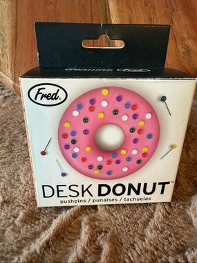 Fred Pink Donut Pushpin Holder with Multicolor Sprinkles